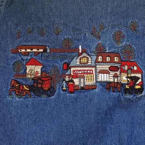 Just My Size Women's Embroidered Button Front Denim Shirt 22W/24W - Picture 3 of 6